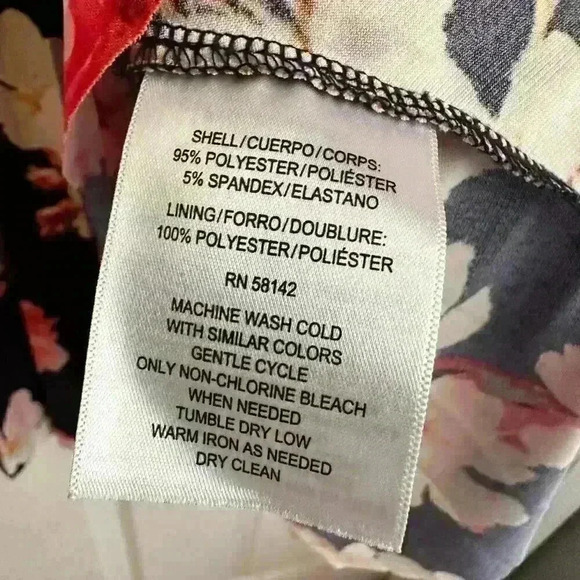 Maggy London Blue Floral Pleated Knee Length Dress Size 4 - Picture 5 of 6